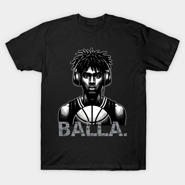 Balla Baller Basketball Player Black Man T-Shirt by blackartmattersshop